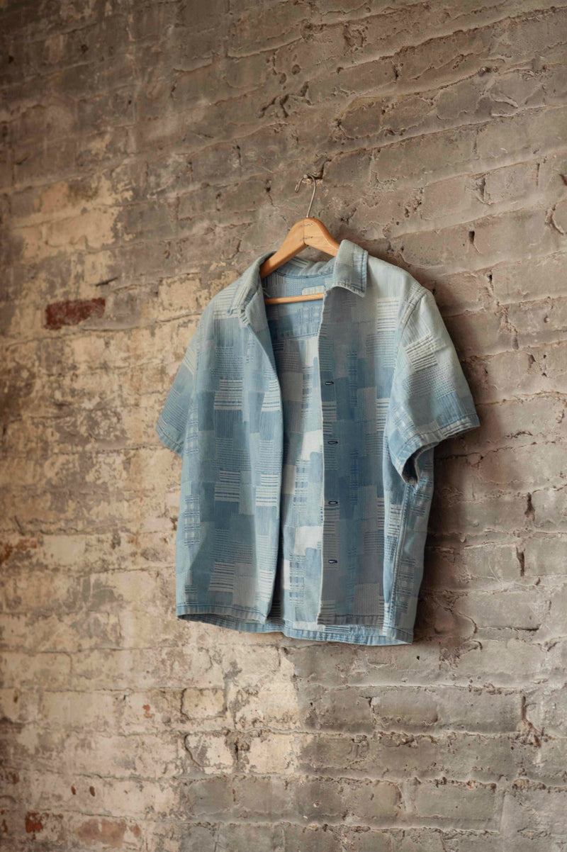 Bleach Wash Denim Camp Shirt