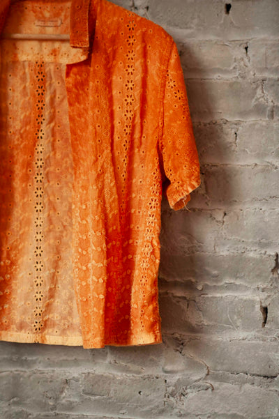 Rust Wash Eyelet Camp Shirt