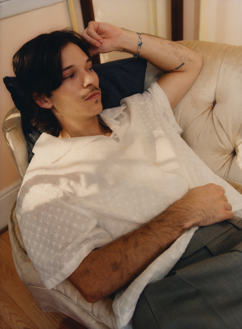 Cotton Eyelet Camp Shirt