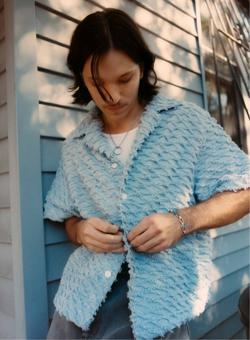 Baby Blue Throw Blanket Camp Shirt