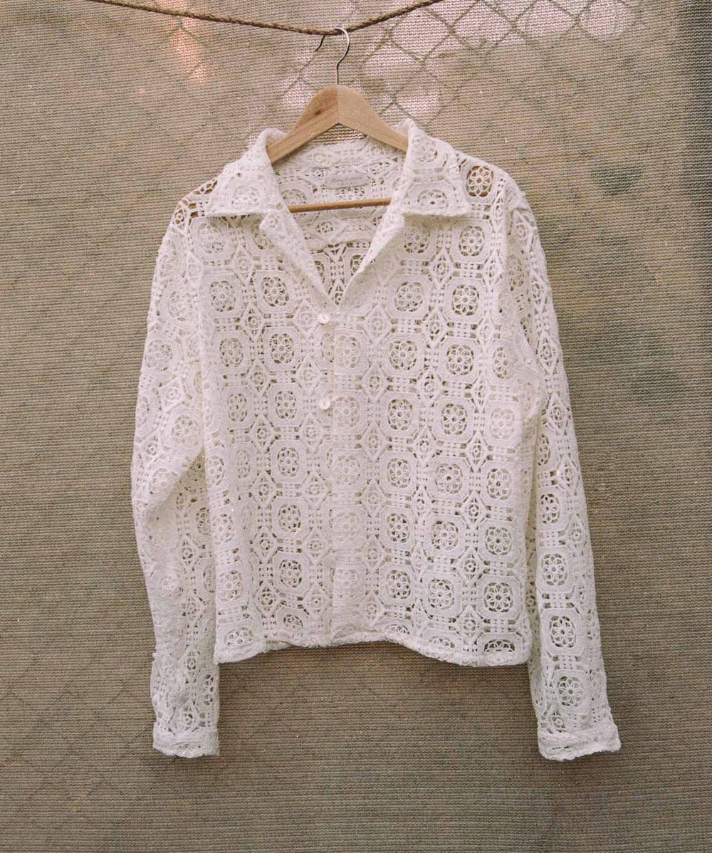 Lace Tablecloth Longsleeve Camp Shirt