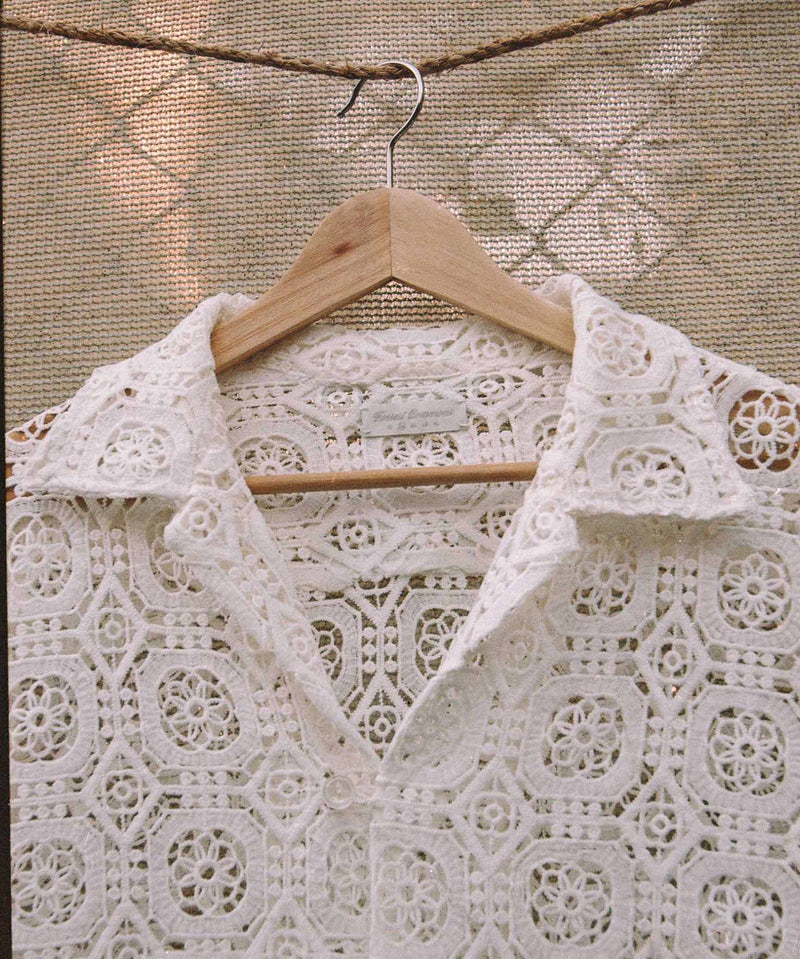 Lace Tablecloth Longsleeve Camp Shirt