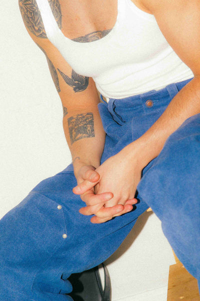 Stonewashed Utility Pocket Pant in Nickel Blue