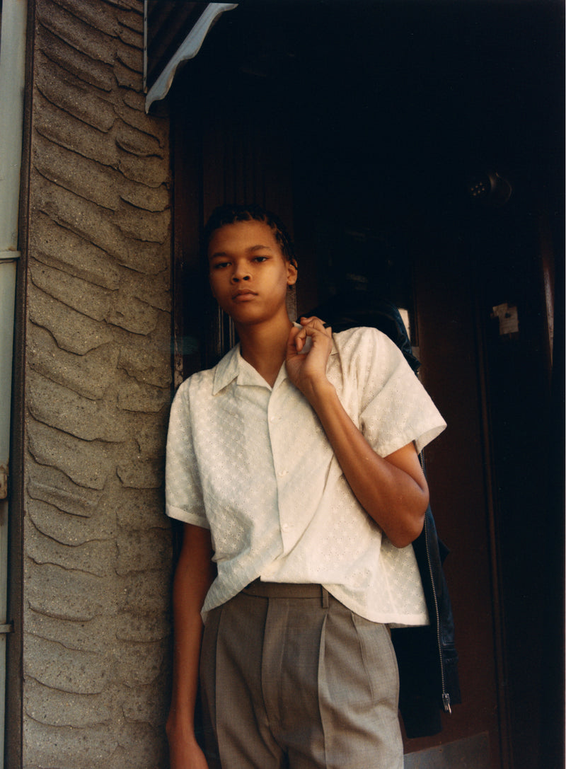 Cotton Eyelet Camp Shirt