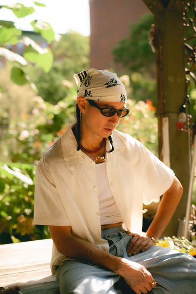 Western Silk Camp Shirt in Ivory