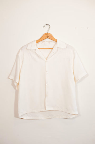Western Silk Camp Shirt in Ivory